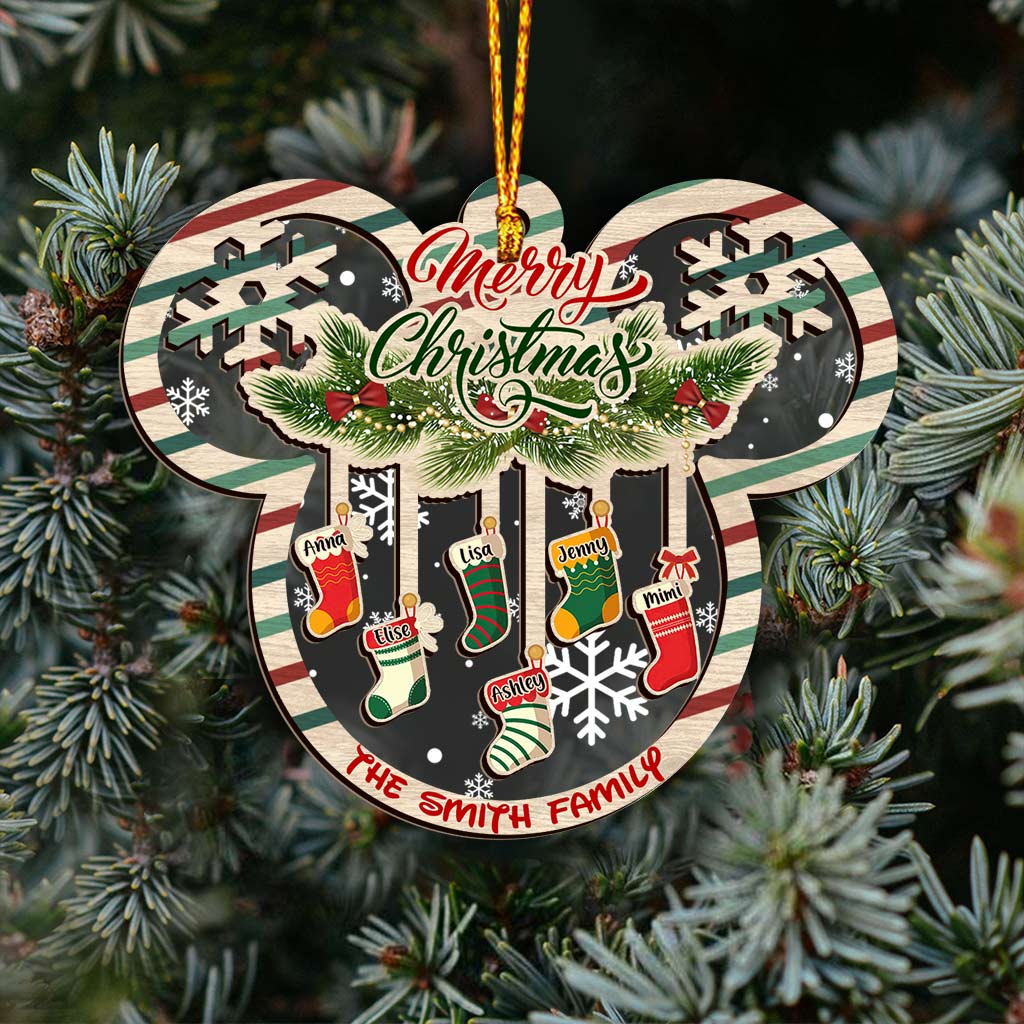 Personalized Christmas Mouse Shaped Ornament Custom Family Name Gift Layers Mix Ornament GradoCreations