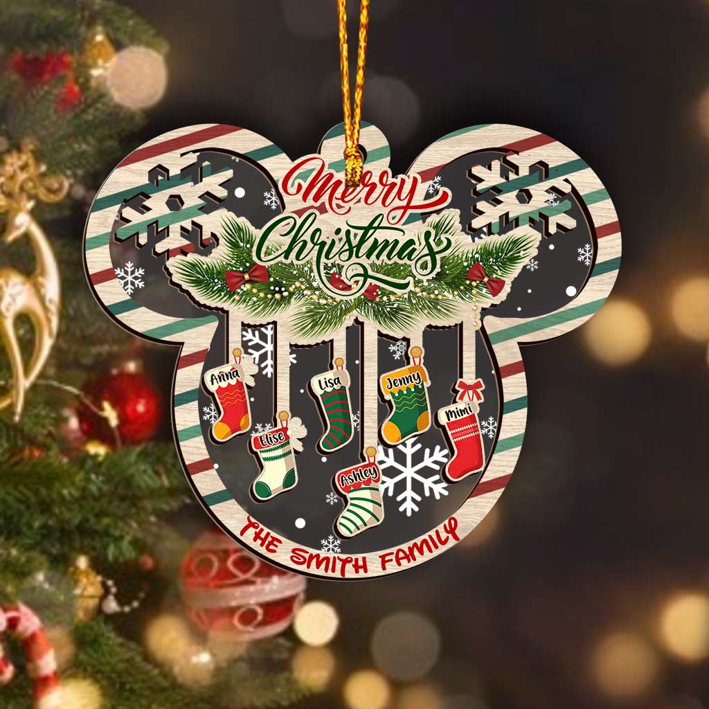 Personalized Christmas Mouse Shaped Ornament Custom Family Name Gift Layers Mix Ornament GradoCreations