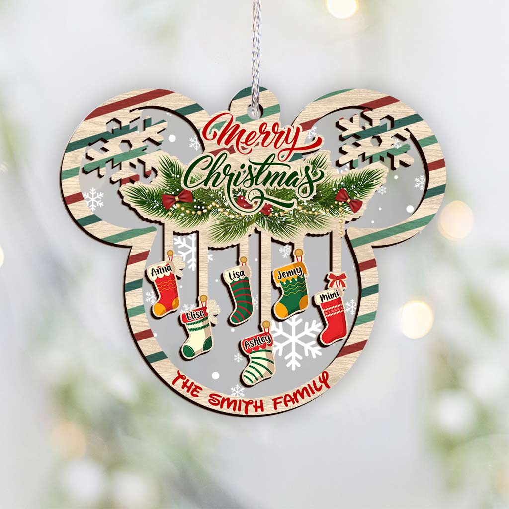 Personalized Christmas Mouse Shaped Ornament Custom Family Name Gift Layers Mix Ornament GradoCreations