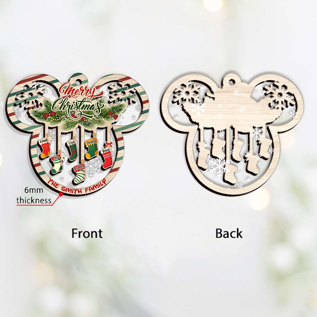 Personalized Christmas Mouse Shaped Ornament Custom Family Name Gift Layers Mix Ornament GradoCreations
