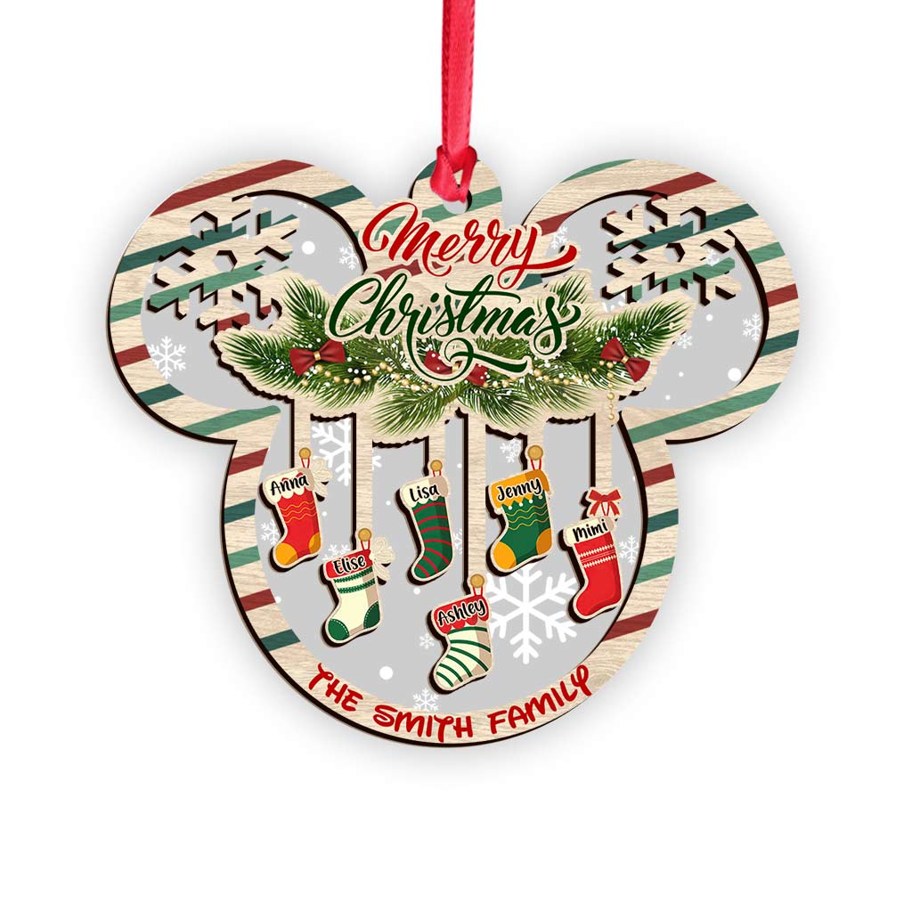 Personalized Christmas Mouse Shaped Ornament Custom Family Name Gift Layers Mix Ornament GradoCreations