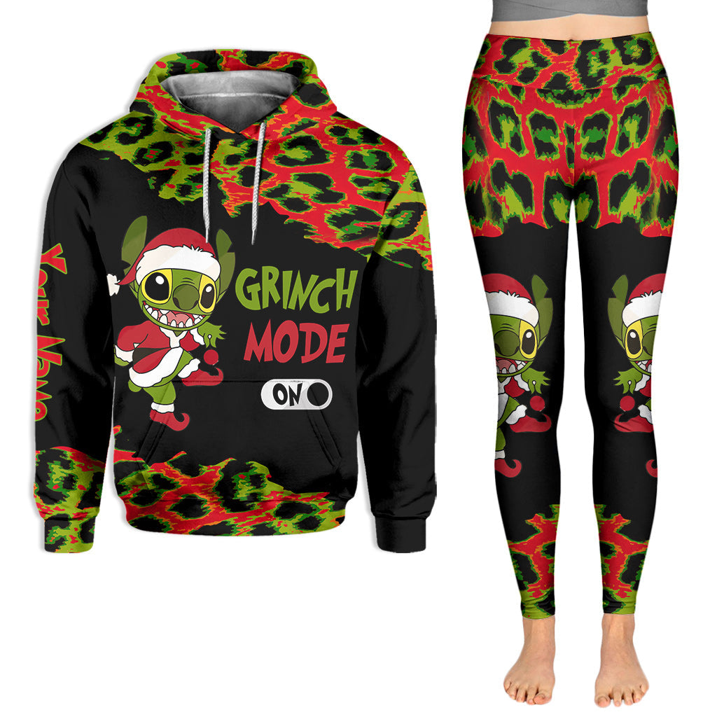 Personalized Grinch Mode Christmas Hoodie & Leggings Set Hoodie & Leggings GradoCreations