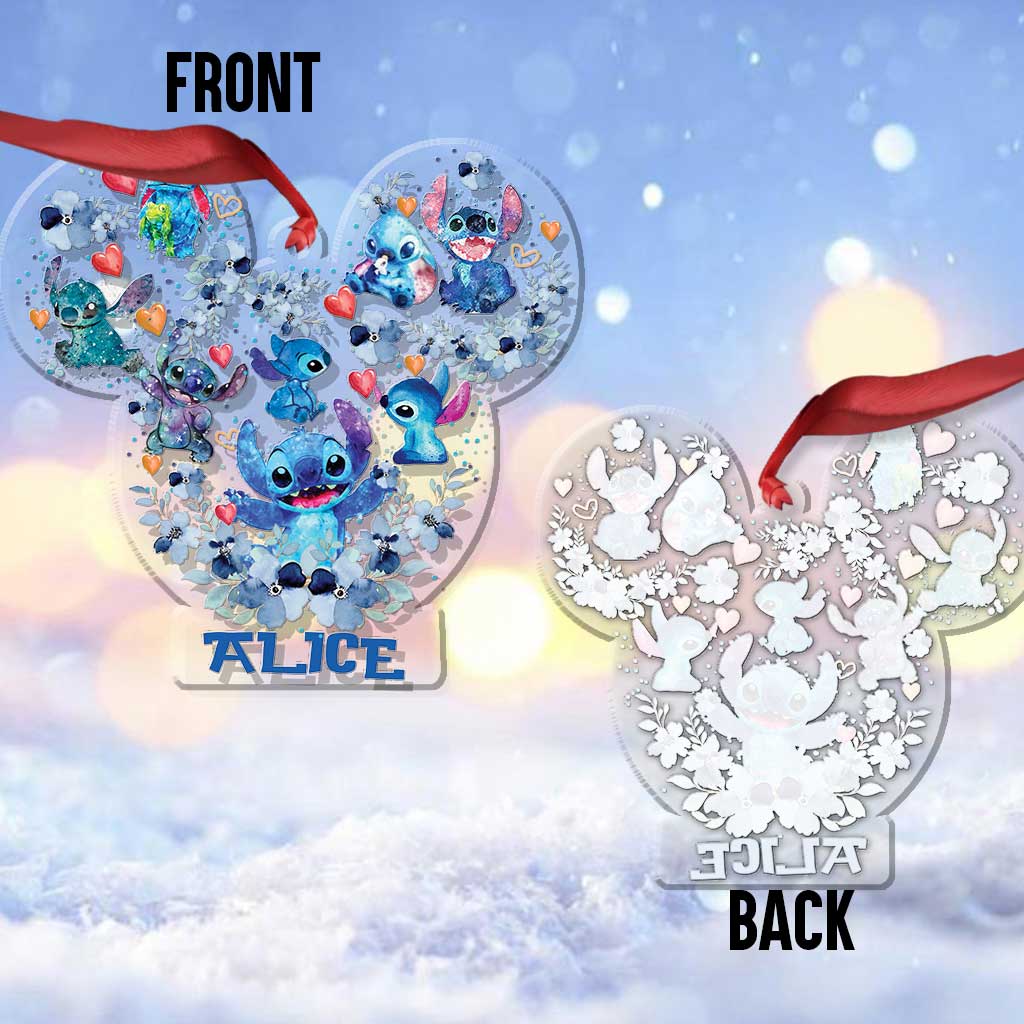 Personalized Christmas Transparent Ornament with Name for Family Gift One-sided Ornament GradoCreations