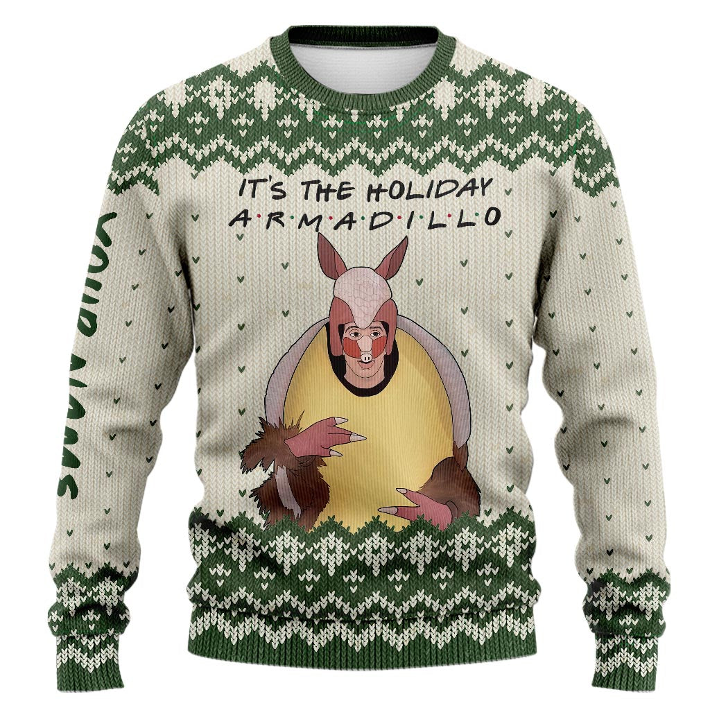 Personalized Holiday Armadillo Christmas Sweater Custom Name Gift Sweater GradoCreations