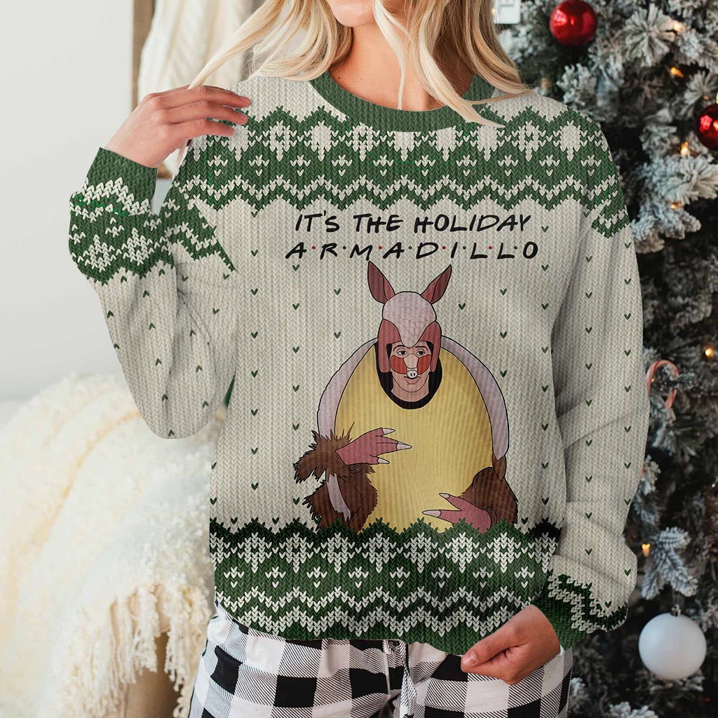 Personalized Holiday Armadillo Christmas Sweater Custom Name Gift Sweater GradoCreations
