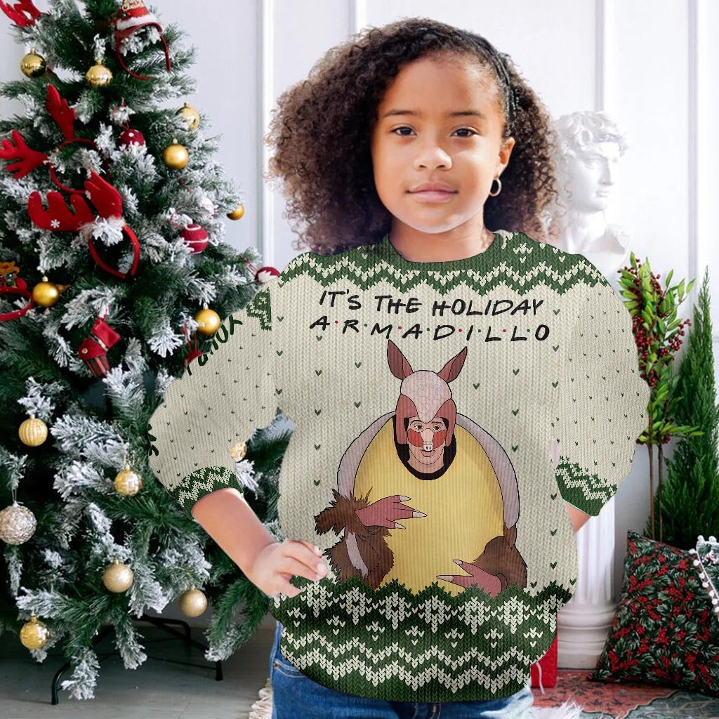 Personalized Holiday Armadillo Christmas Sweater Custom Name Gift Sweater GradoCreations