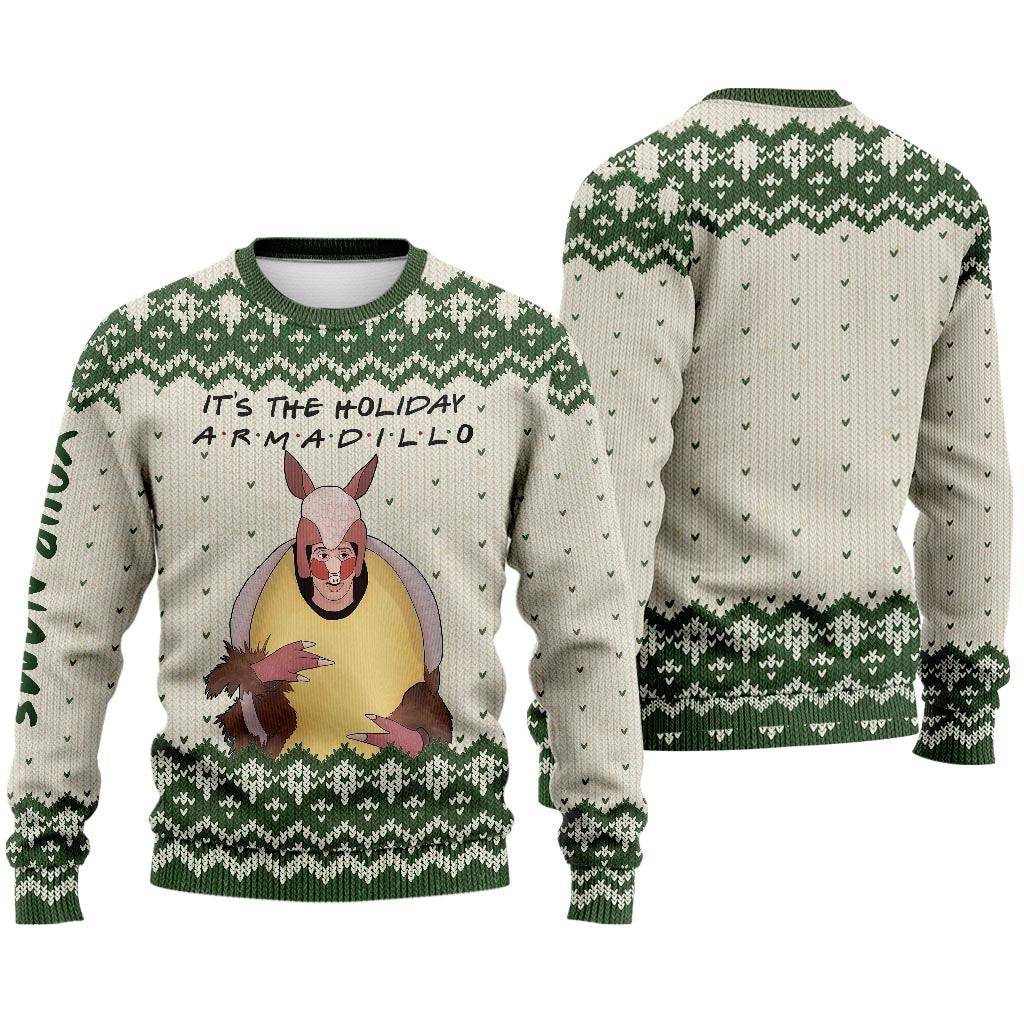 Personalized Holiday Armadillo Christmas Sweater Custom Name Gift Sweater GradoCreations