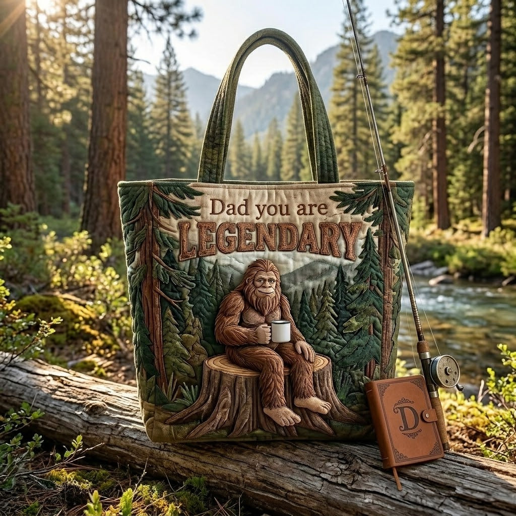 Personalized Quilted Tote Bag Sasquatch Gift for Dad