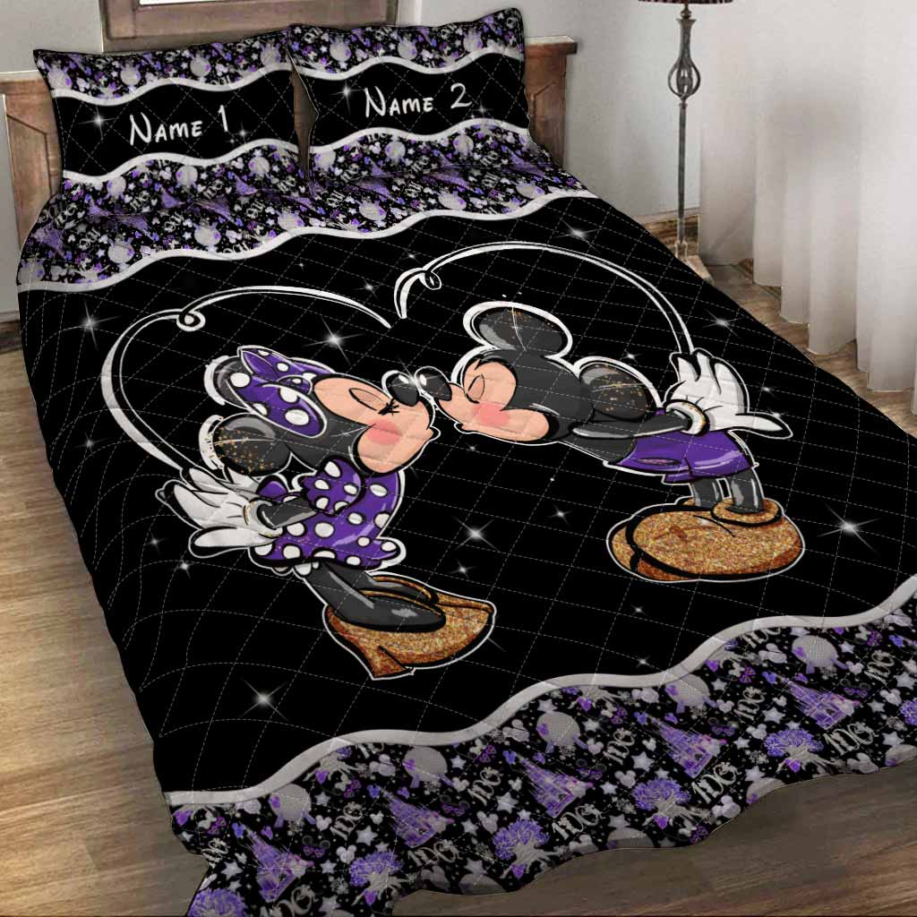 Personalized Mouse Quilt Set Custom Name Gift for Couples Quilt Set GradoCreations