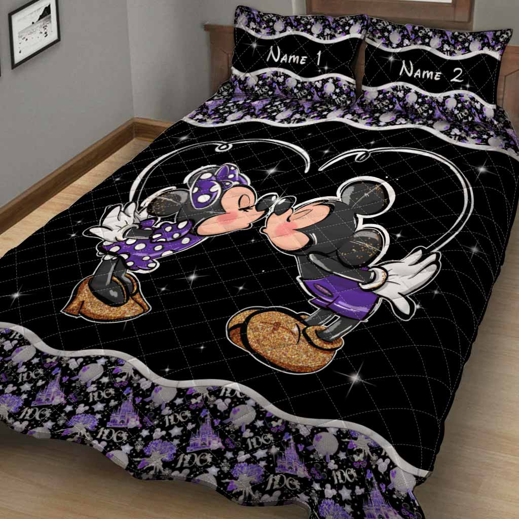 Personalized Mouse Quilt Set Custom Name Gift for Couples Quilt Set GradoCreations