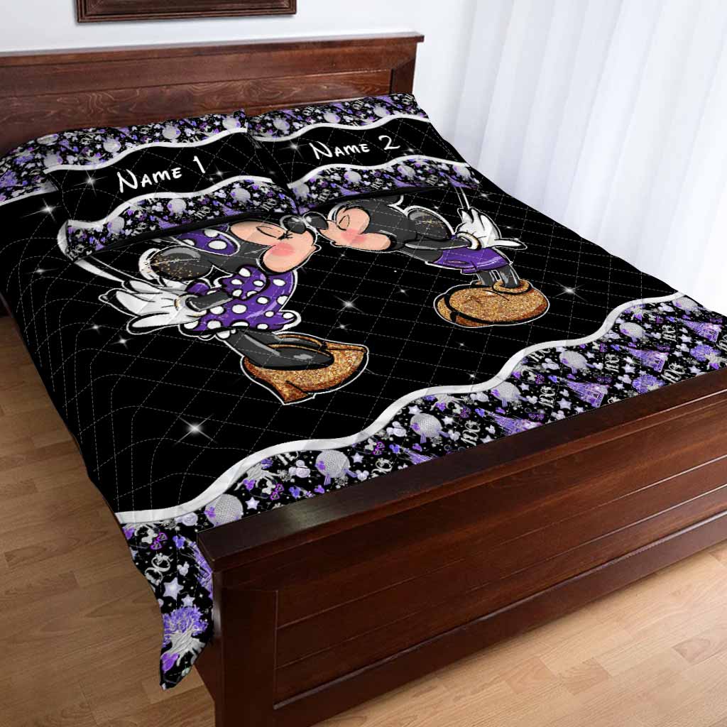 Personalized Mouse Quilt Set Custom Name Gift for Couples Quilt Set GradoCreations