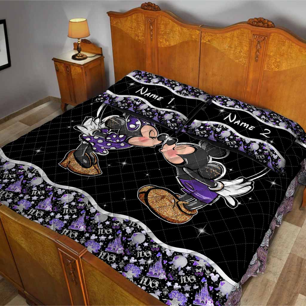 Personalized Mouse Quilt Set Custom Name Gift for Couples Quilt Set GradoCreations