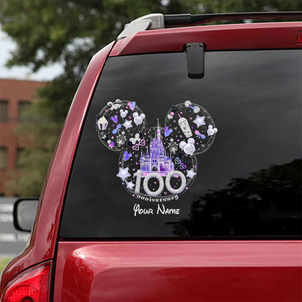 Personalized 100th Anniversary Mouse Decal Custom Name Decorative Sticker for Car, Laptop, Wall Decal Full GradoCreations