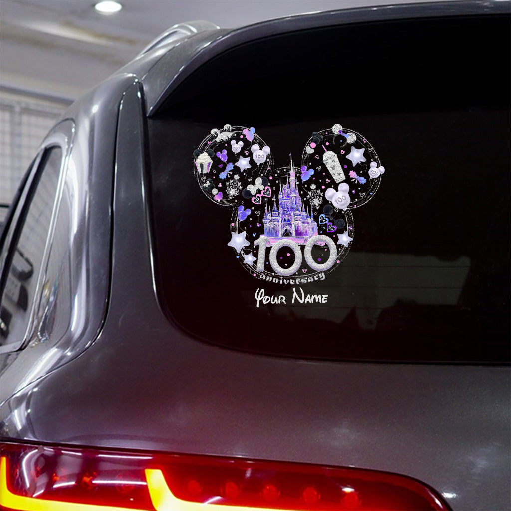 Personalized 100th Anniversary Mouse Decal Custom Name Decorative Sticker for Car, Laptop, Wall Decal Full GradoCreations