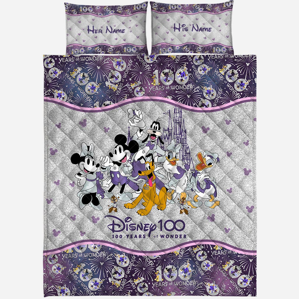 Personalized Disney 100 Years Quilt Set with Custom Names for Kids Quilt Set GradoCreations