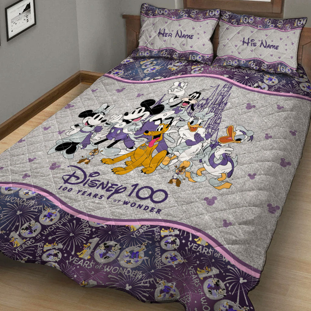 Personalized Disney 100 Years Quilt Set with Custom Names for Kids Quilt Set GradoCreations