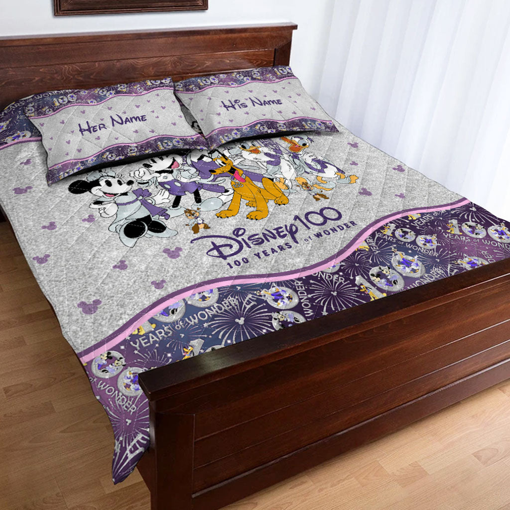 Personalized Disney 100 Years Quilt Set with Custom Names for Kids Quilt Set GradoCreations
