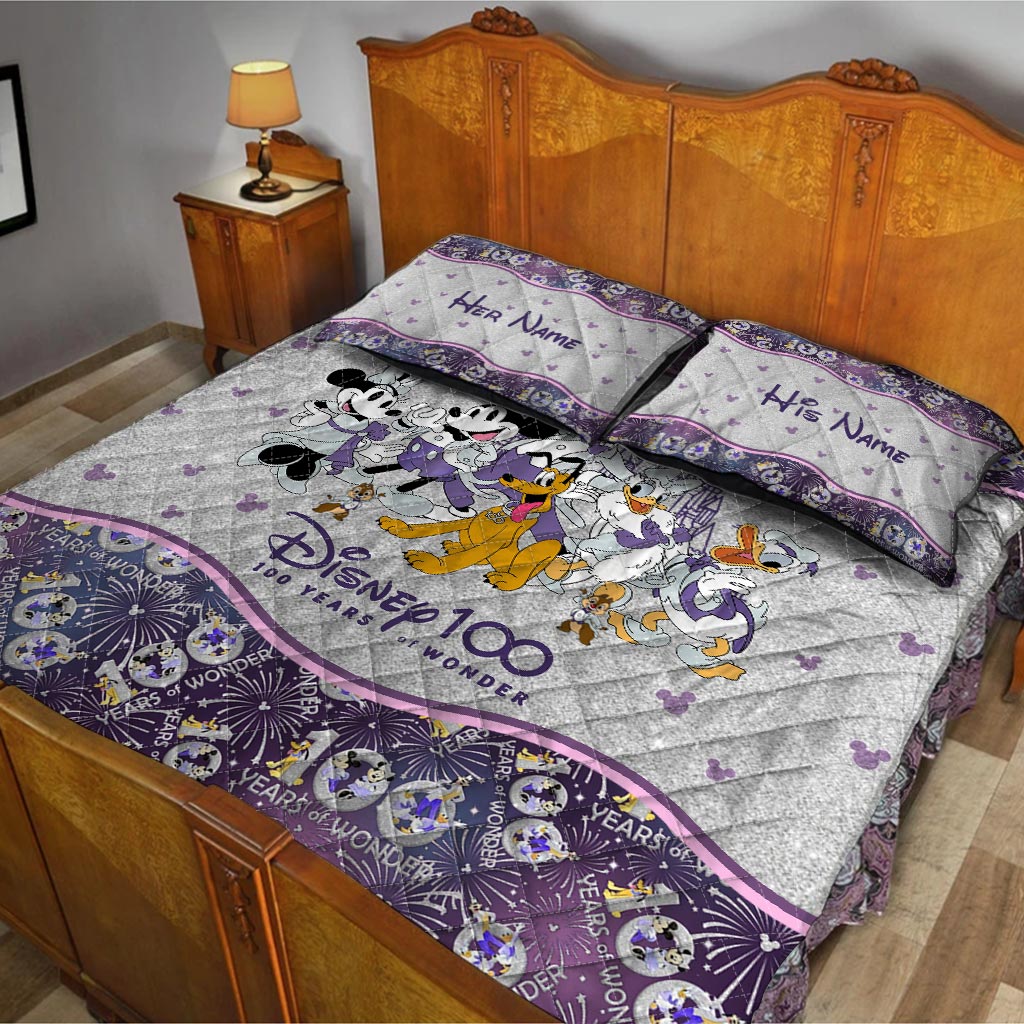 Personalized Disney 100 Years Quilt Set with Custom Names for Kids Quilt Set GradoCreations