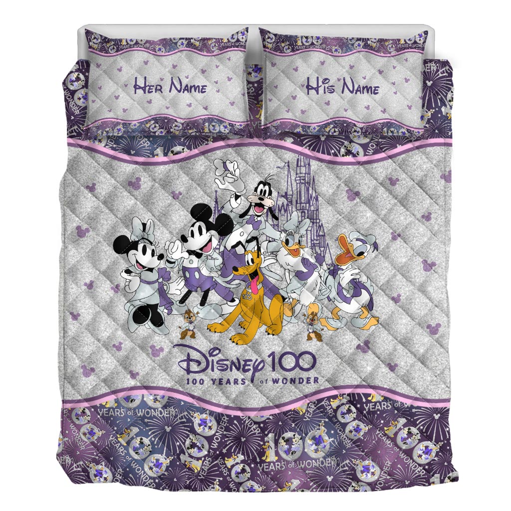 Personalized Disney 100 Years Quilt Set with Custom Names for Kids Quilt Set GradoCreations