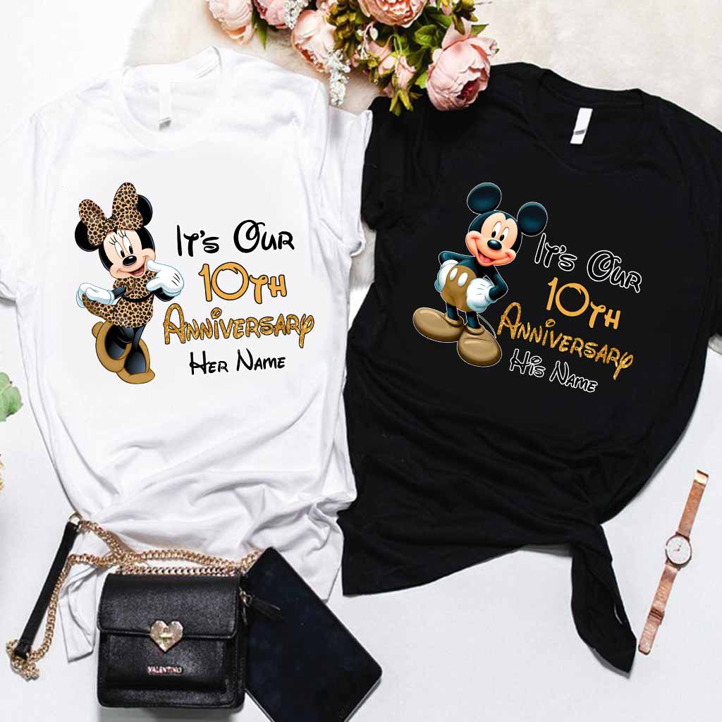 Personalized Mickey and Minnie Anniversary T-shirt & Hoodie Set for Couples T-shirt & Hoodie GradoCreations