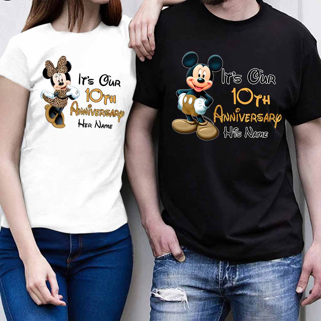 Personalized Mickey and Minnie Anniversary T-shirt & Hoodie Set for Couples T-shirt & Hoodie GradoCreations
