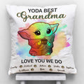 Personalized Yoda Best Grandma Throw Pillow Custom Names Gift Throw Pillow GradoCreations