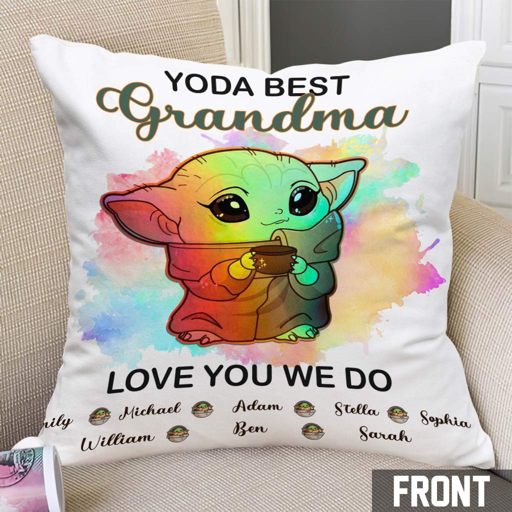 Personalized Yoda Best Grandma Throw Pillow Custom Names Gift Throw Pillow GradoCreations