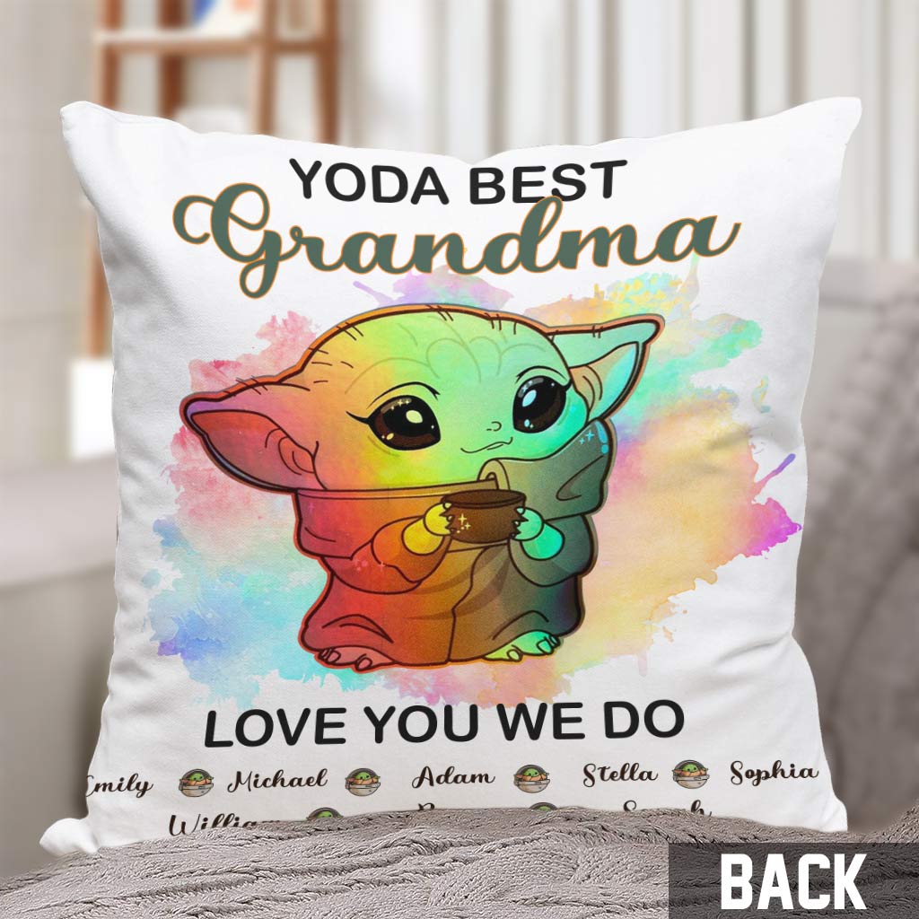 Personalized Yoda Best Grandma Throw Pillow Custom Names Gift Throw Pillow GradoCreations
