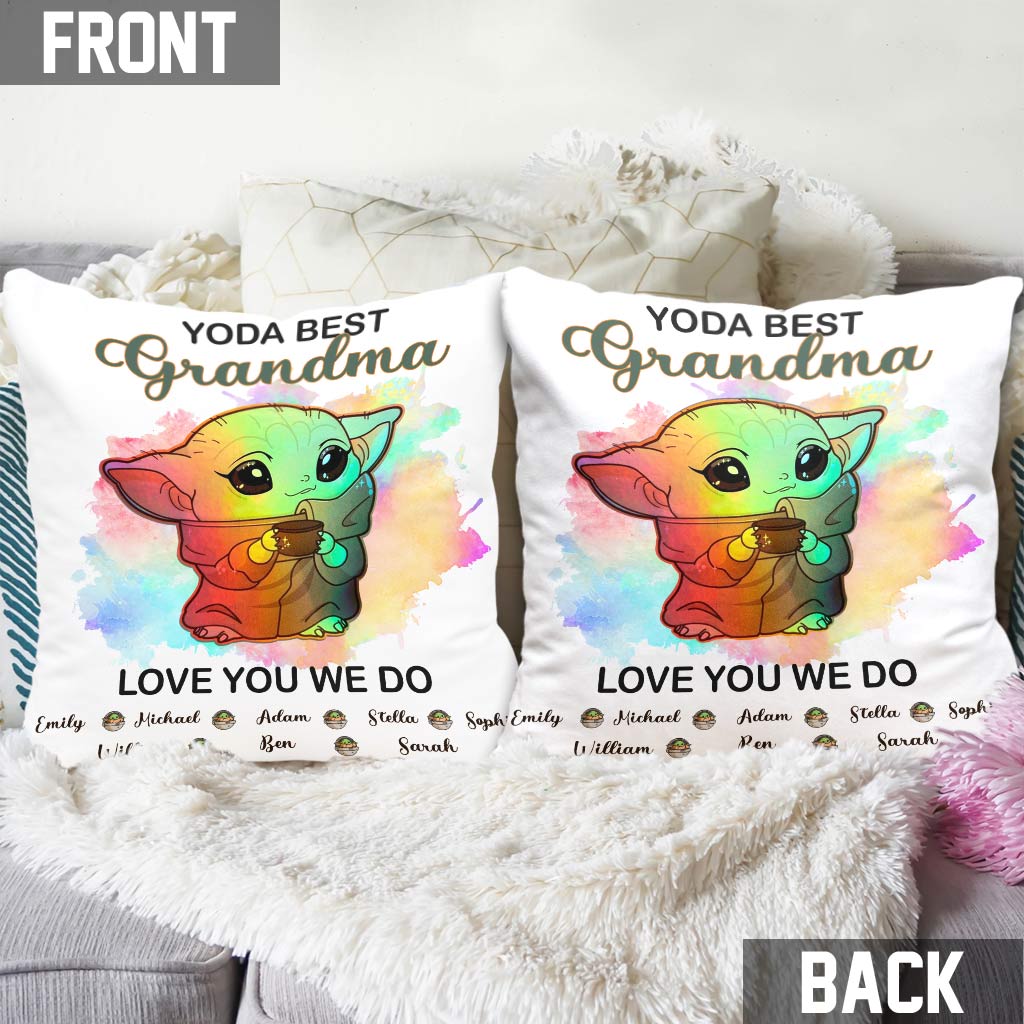 Personalized Yoda Best Grandma Throw Pillow Custom Names Gift Throw Pillow GradoCreations