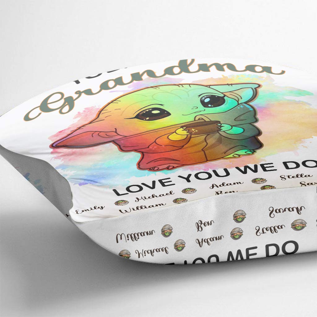 Personalized Yoda Best Grandma Throw Pillow Custom Names Gift Throw Pillow GradoCreations