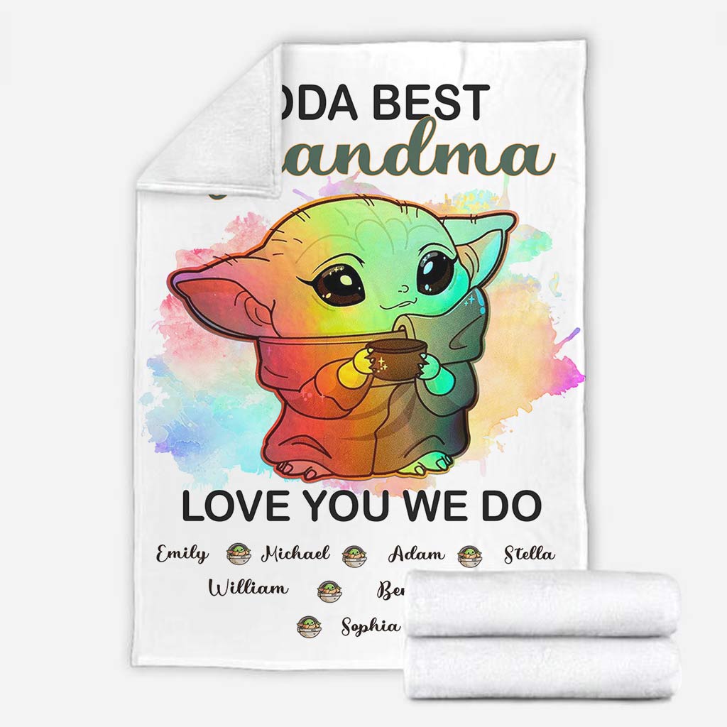 Personalized Yoda Best Grandma Blanket with Custom Names Gift Blanket GradoCreations