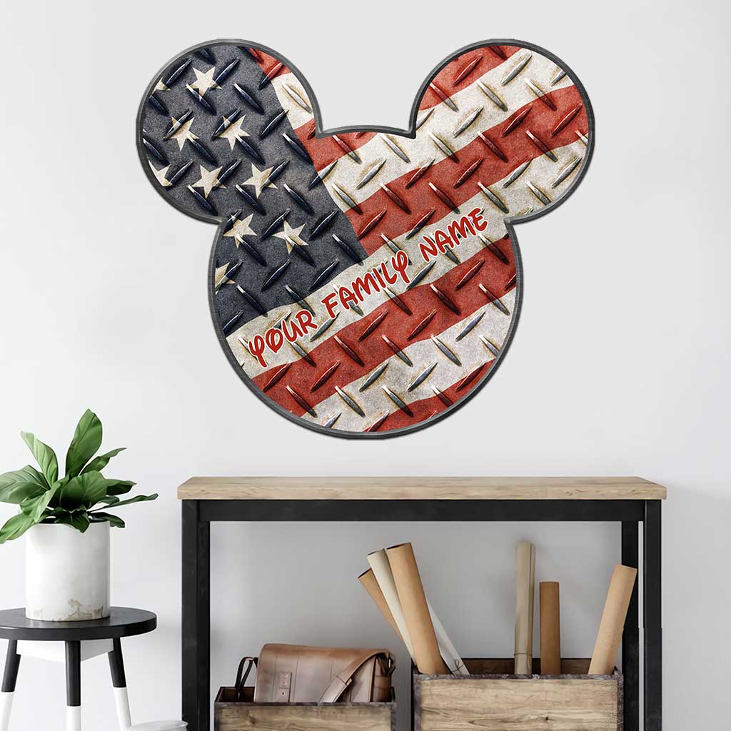 Personalized Mickey Mouse Ears Metal Sign American Flag Decor Cut Metal Sign GradoCreations
