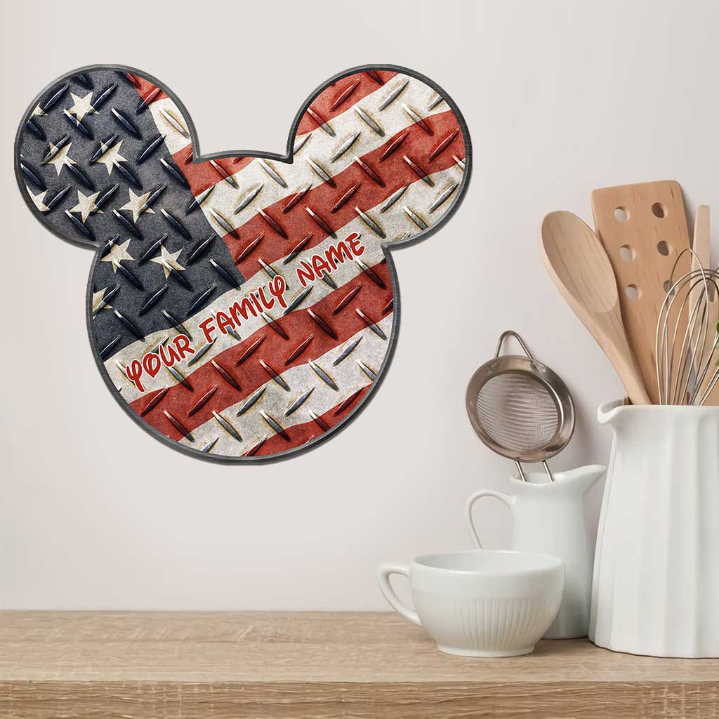 Personalized Mickey Mouse Ears Metal Sign American Flag Decor Cut Metal Sign GradoCreations