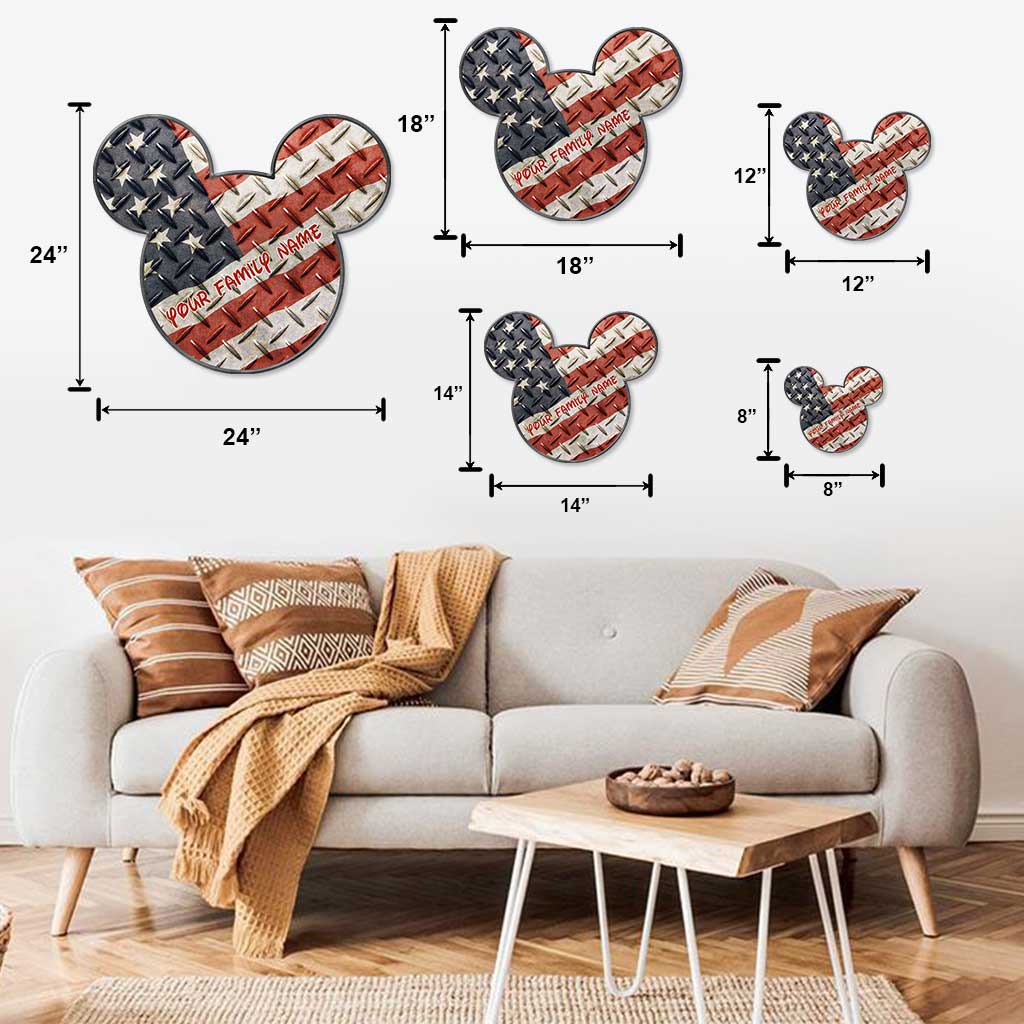 Personalized Mickey Mouse Ears Metal Sign American Flag Decor Cut Metal Sign GradoCreations