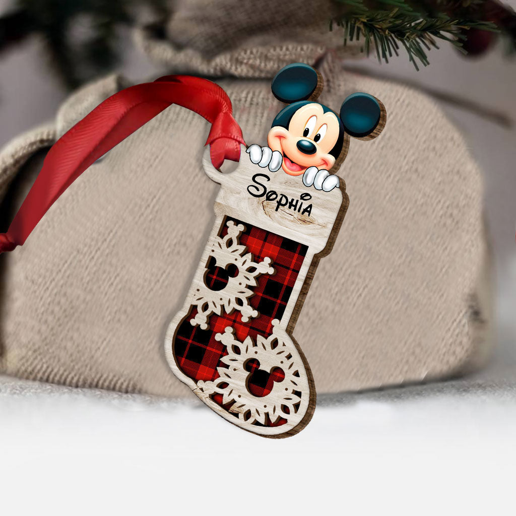 Personalized Christmas Mouse Ears Layered Wood Ornament for Kids Layered Wood Ornament GradoCreations