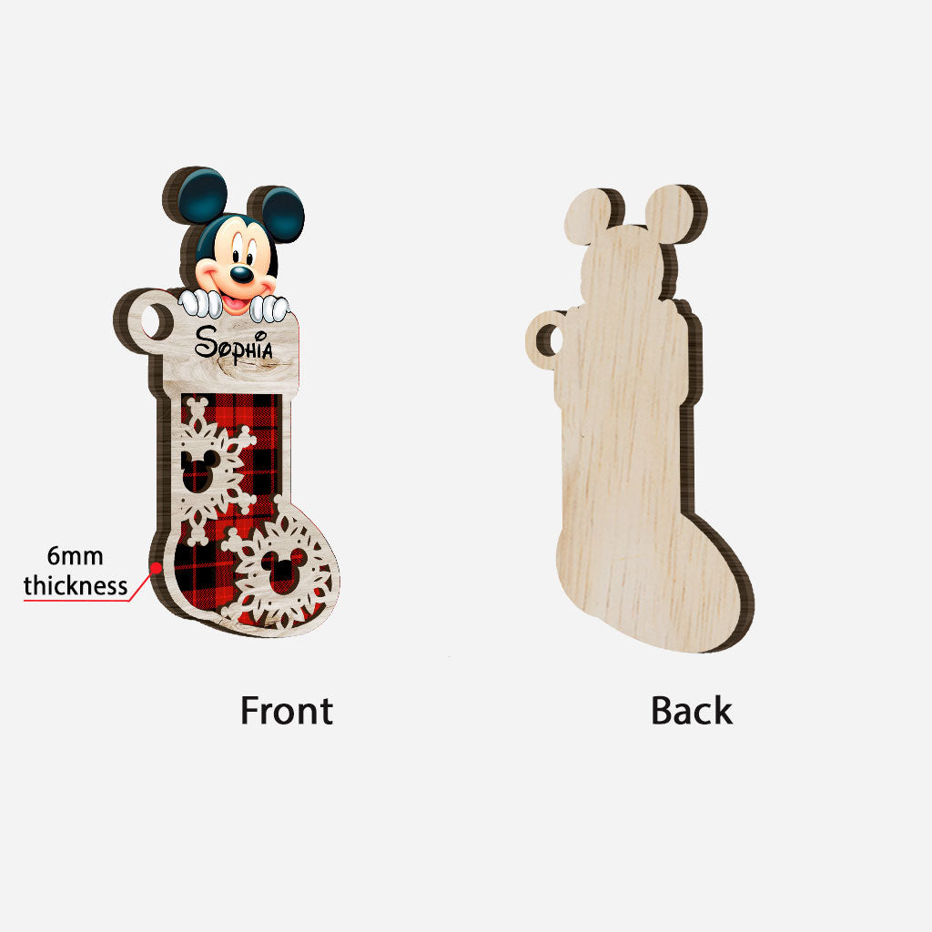 Personalized Christmas Mouse Ears Layered Wood Ornament for Kids Layered Wood Ornament GradoCreations