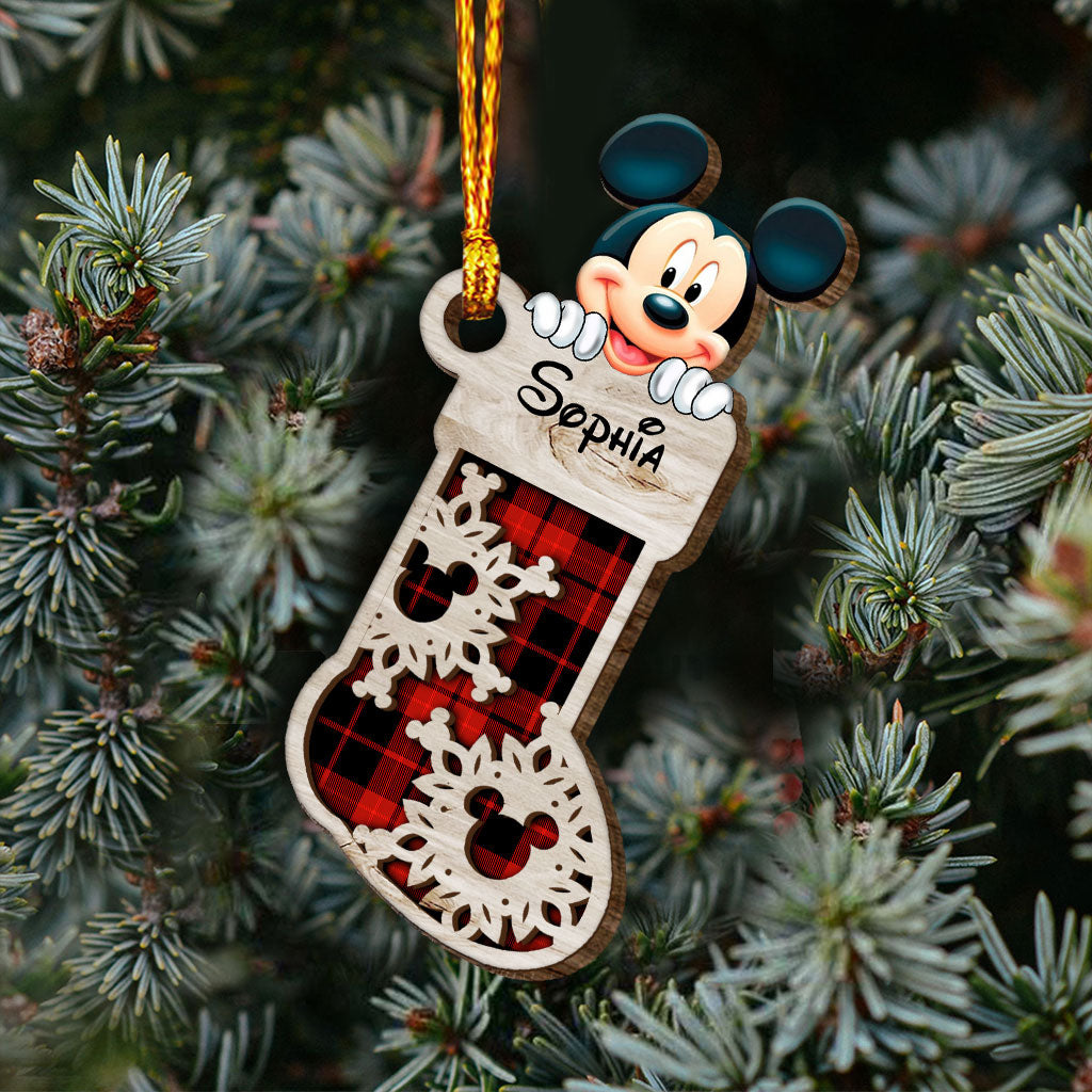 Personalized Christmas Mouse Ears Layered Wood Ornament for Kids Layered Wood Ornament GradoCreations