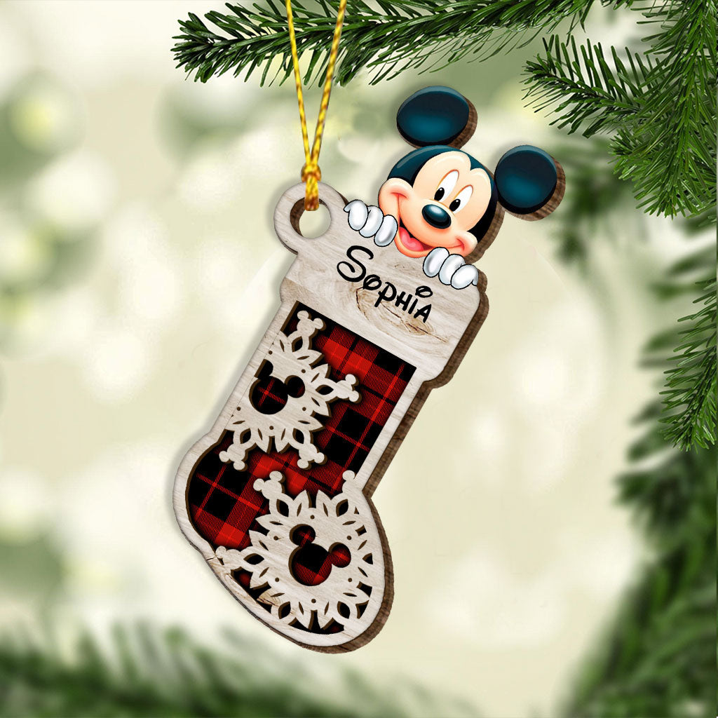 Personalized Christmas Mouse Ears Layered Wood Ornament for Kids Layered Wood Ornament GradoCreations