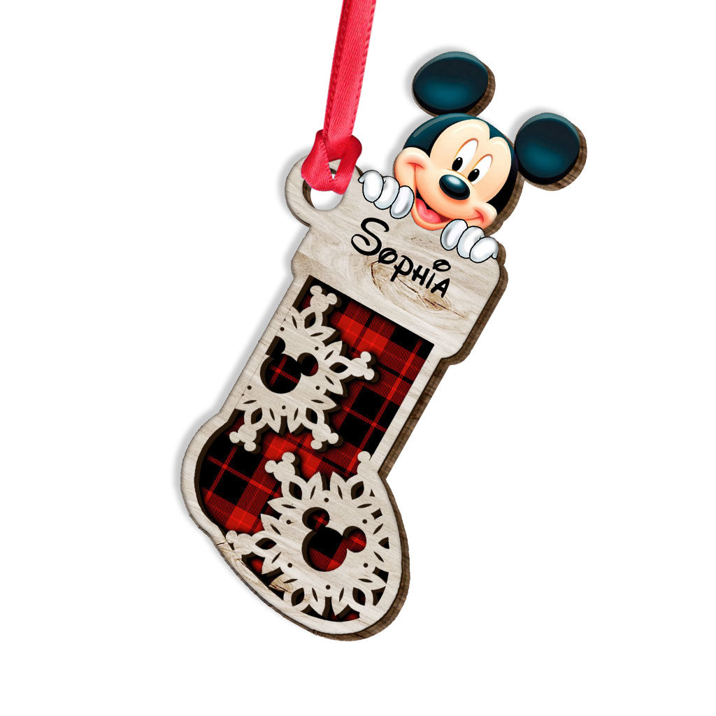 Personalized Christmas Mouse Ears Layered Wood Ornament for Kids Layered Wood Ornament GradoCreations