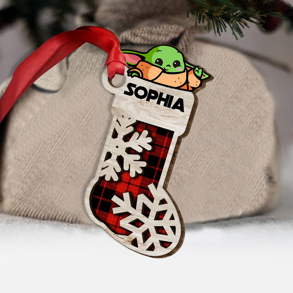 Personalized Child Stocking Christmas Ornament Custom Name Gift Layered Wood Ornament GradoCreations