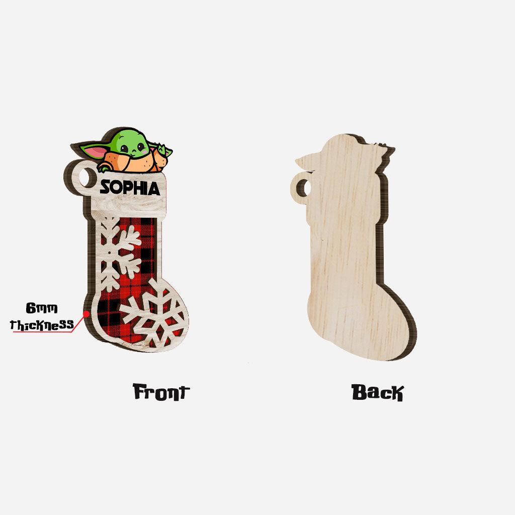 Personalized Child Stocking Christmas Ornament Custom Name Gift Layered Wood Ornament GradoCreations