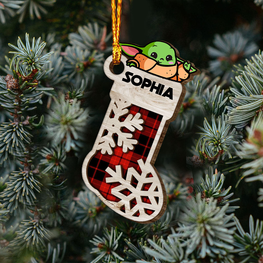 Personalized Child Stocking Christmas Ornament Custom Name Gift Layered Wood Ornament GradoCreations