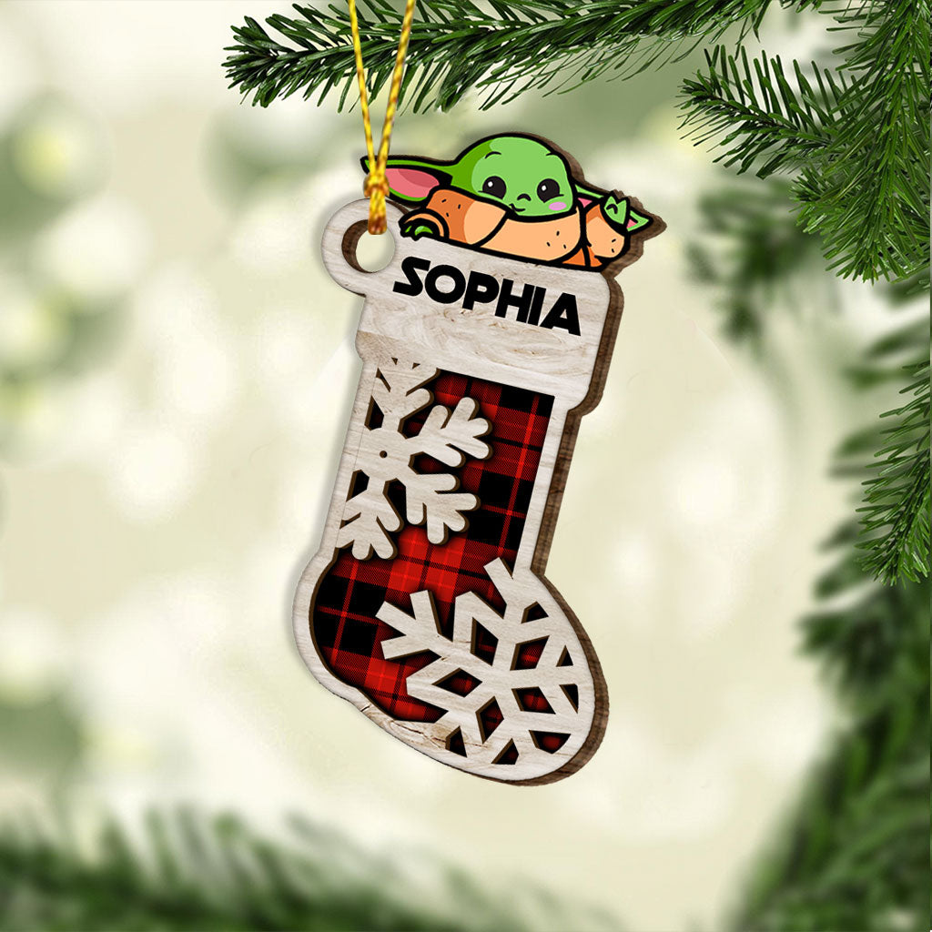 Personalized Child Stocking Christmas Ornament Custom Name Gift Layered Wood Ornament GradoCreations