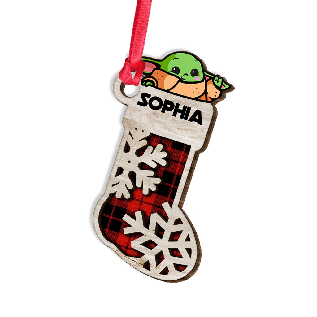 Personalized Child Stocking Christmas Ornament Custom Name Gift Layered Wood Ornament GradoCreations