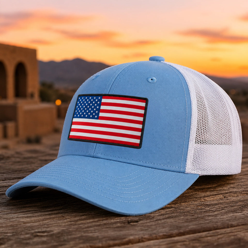 Personalized American Flag Trucker Hat Custom Gift for Dad HN590 - Embroidered Trucker Hat fix GradoCreations