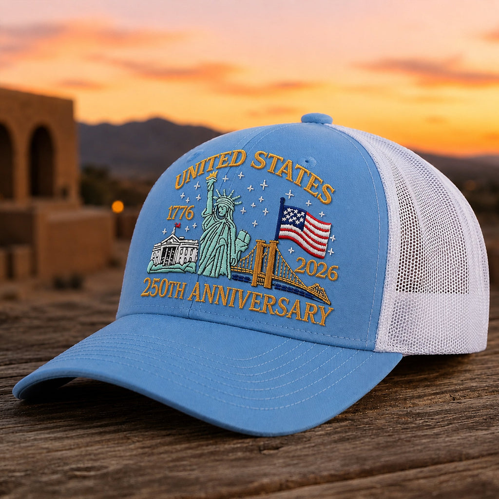 Personalized USA Patriotic Trucker Hat 250th Anniversary Gift HN590 - Embroidered Trucker Hat GradoCreations