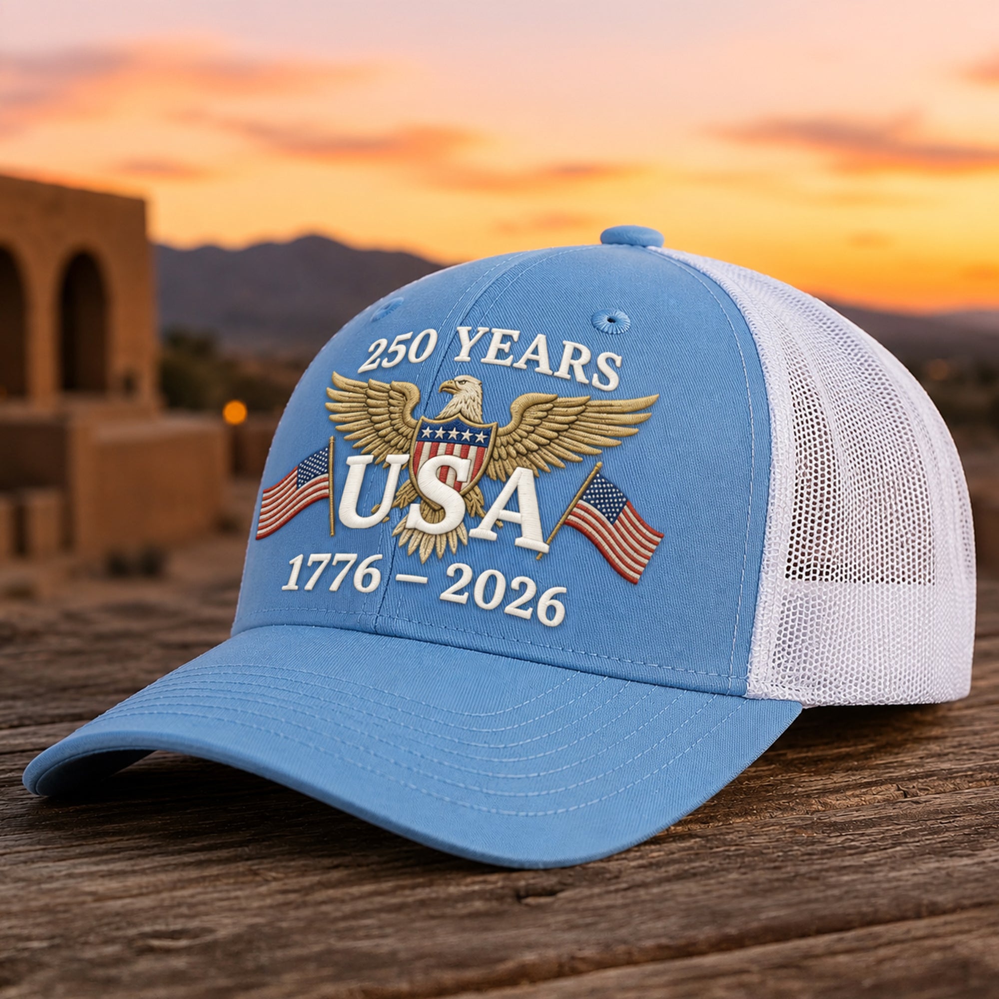 Personalized Eagle Trucker Hat Custom Name Independence Day Gift HN590 - Embroidered Trucker Hat fix GradoCreations