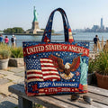Personalized Quilted Tote Bag American Flag Gift for Patriots