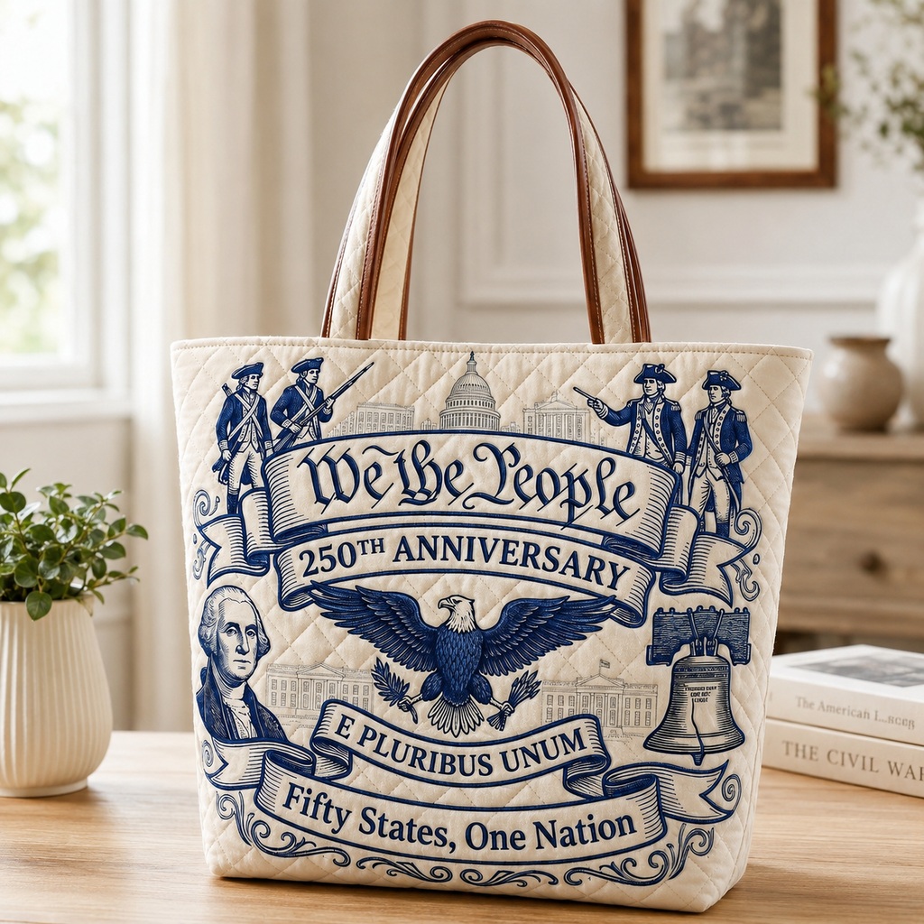 Personalized Patriotic Quilted Tote Bag for Independence Day Gift