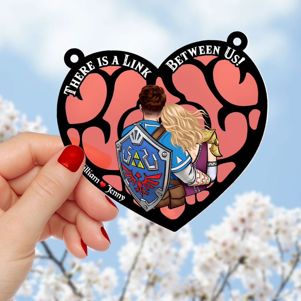 Personalized Zelda Suncatcher Heart Window Hanging Gift for Couple